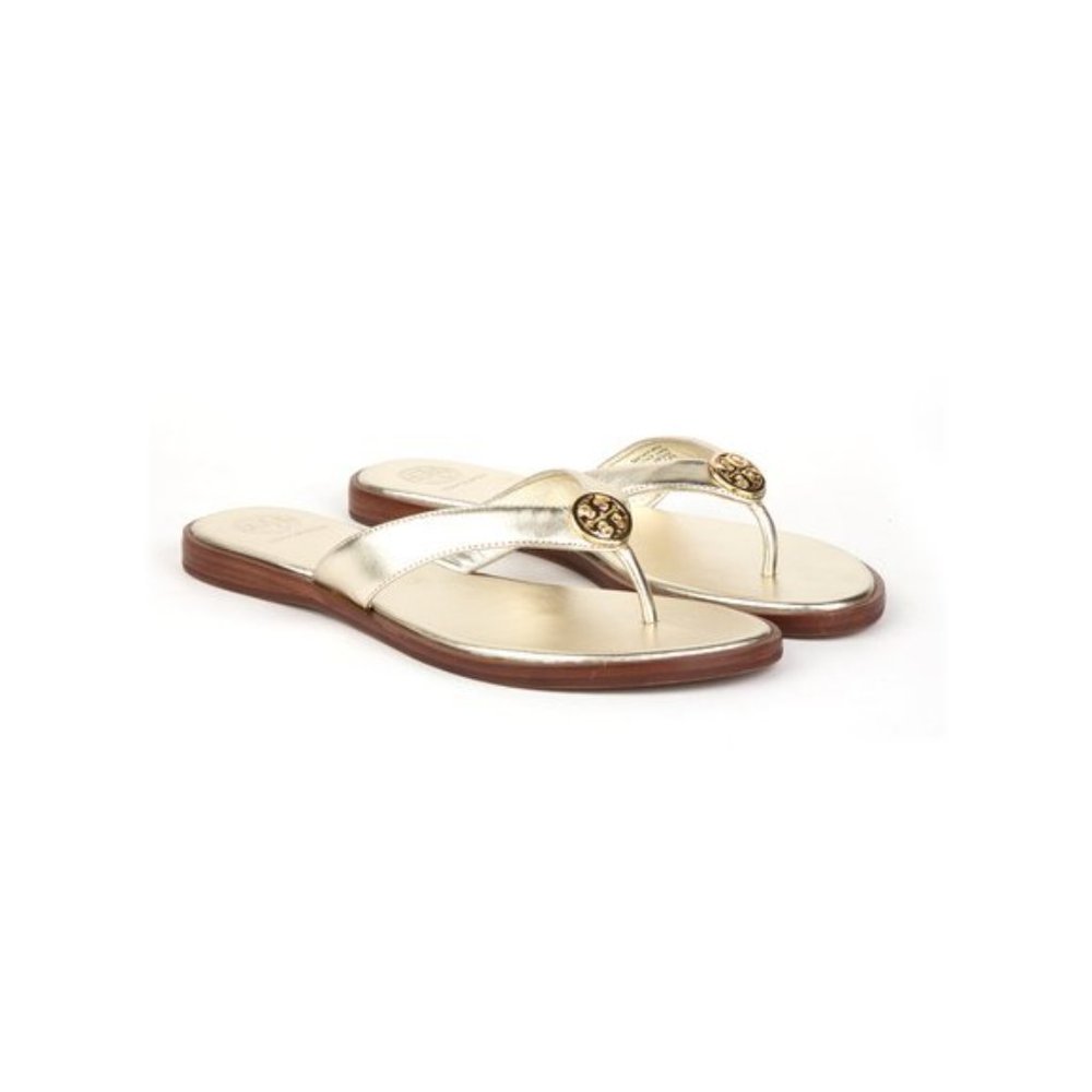 Tory Burch Benton Thong Sandal - gold, size 8